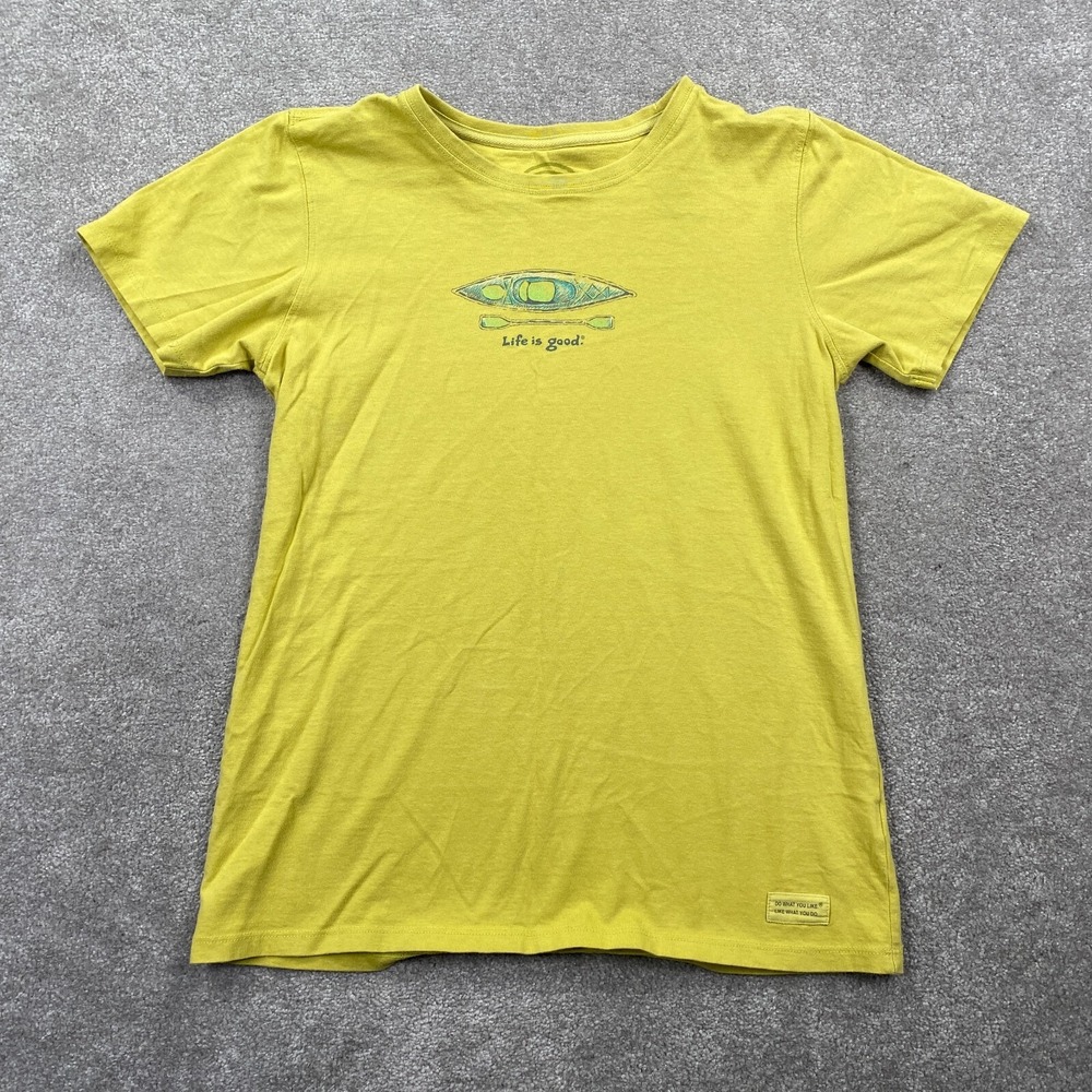 Life is Good Women's Beach Chair Vacation Casual T-Shirt Size M Green Preppy‎